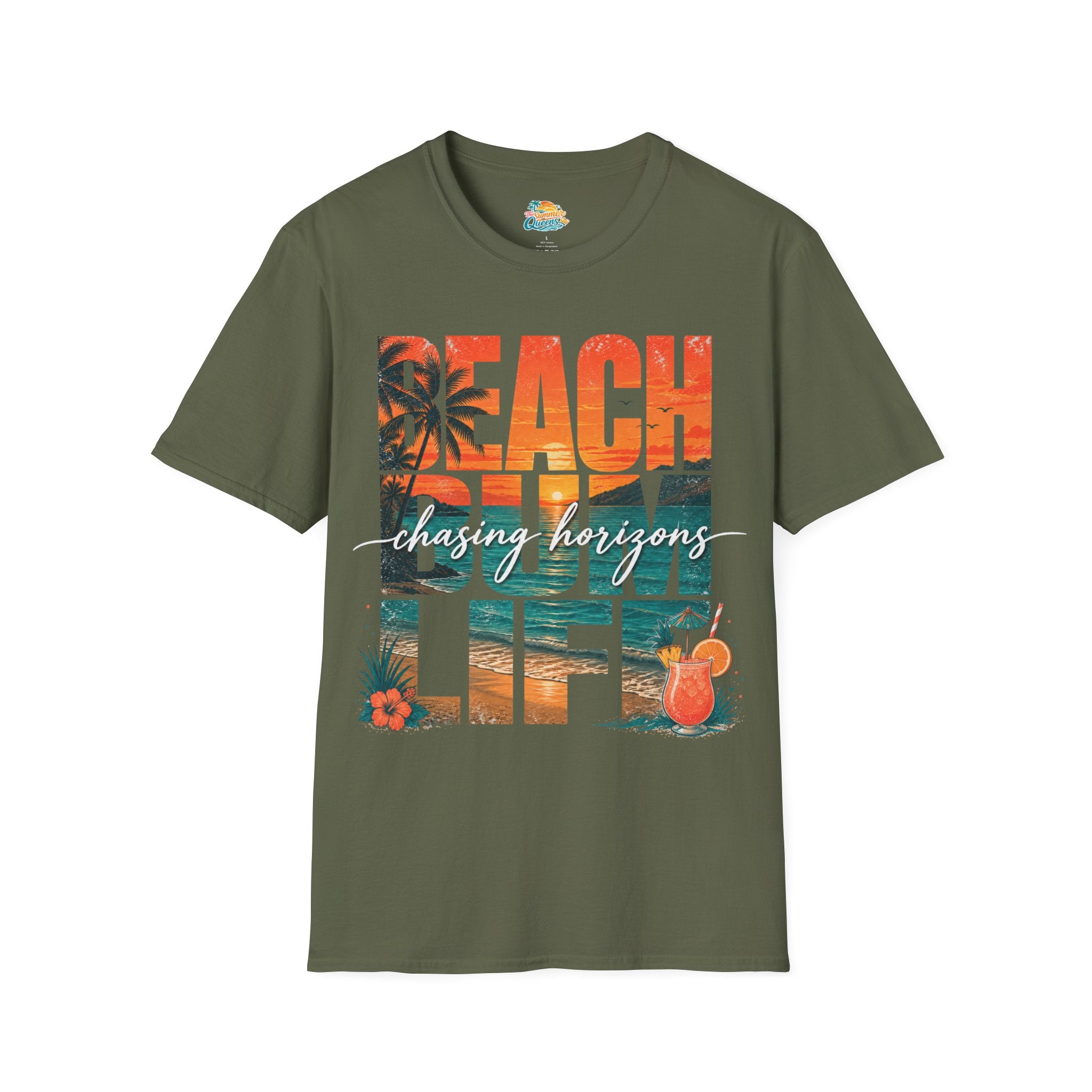 Beach Bum Life T‑Shirt — Tropical "Chasing Horizons" Graphic Tee