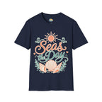 Seas the Day Beach T-Shirt – Nautical Shell & Sun Summer Tee