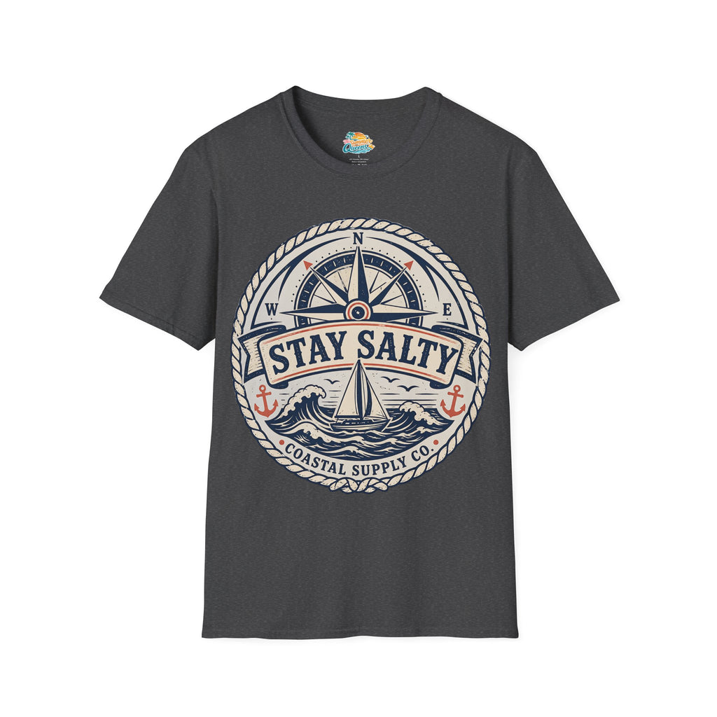 Stay Salty Coastal T-Shirt – Nautical Compass & Sailboat Design