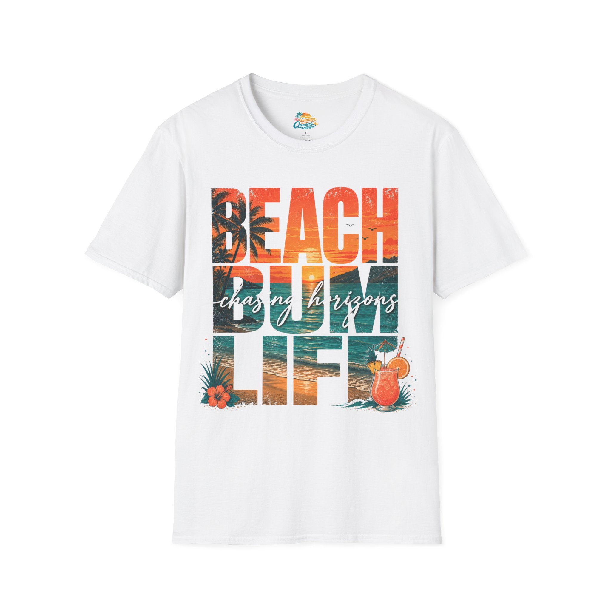 Beach Bum Life T‑Shirt — Tropical "Chasing Horizons" Graphic Tee