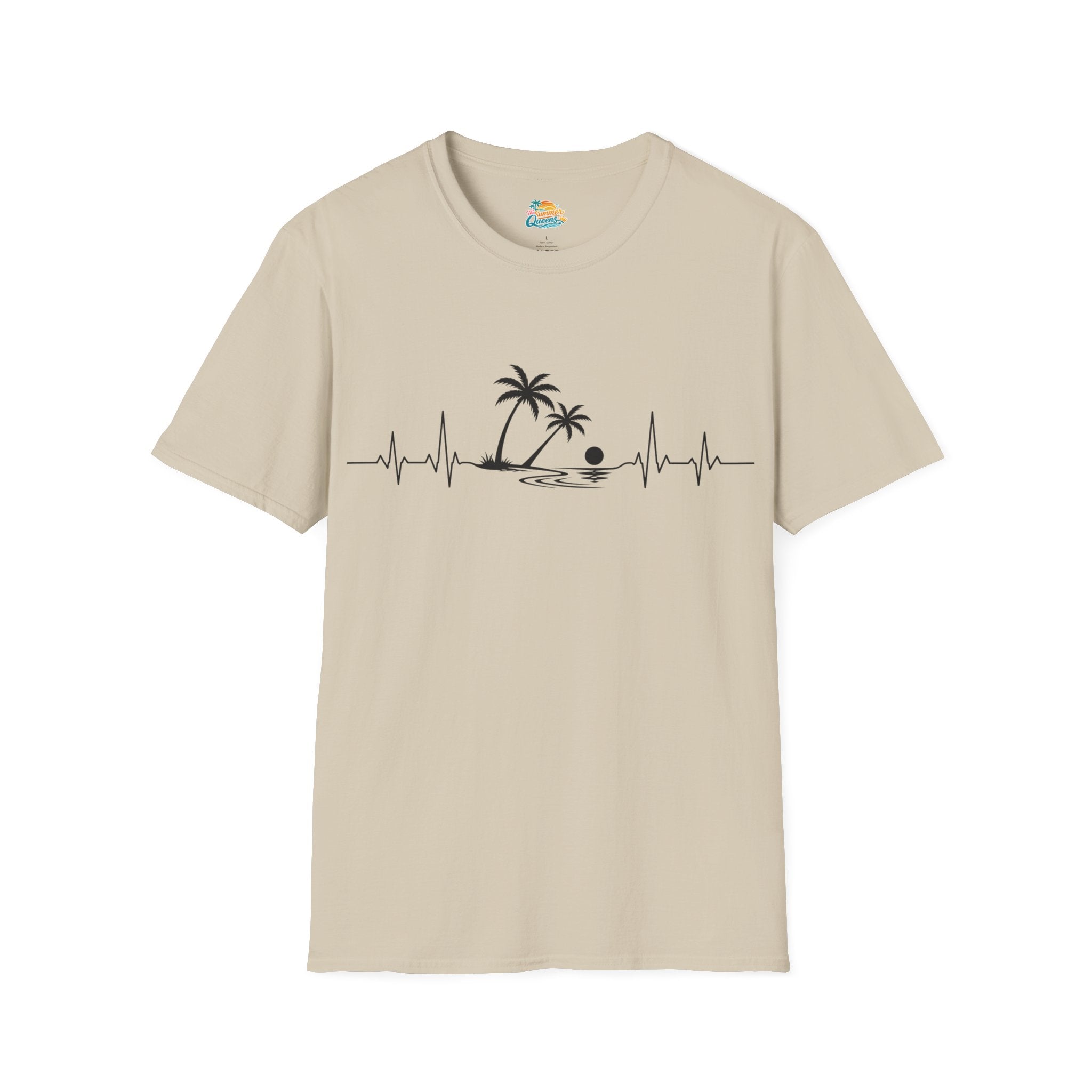 Beach Pulse T-Shirt — Palm Tree Heartbeat Summer Tee