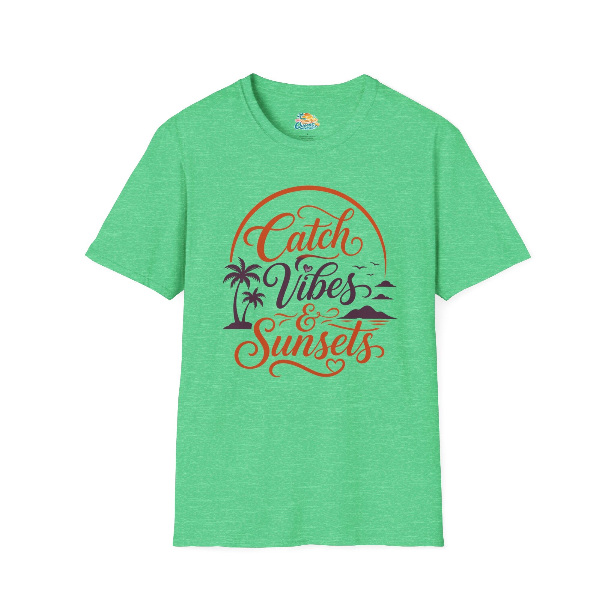 Catch Vibes & Sunsets T-Shirt — Beach Palm Sunset Graphic Tee
