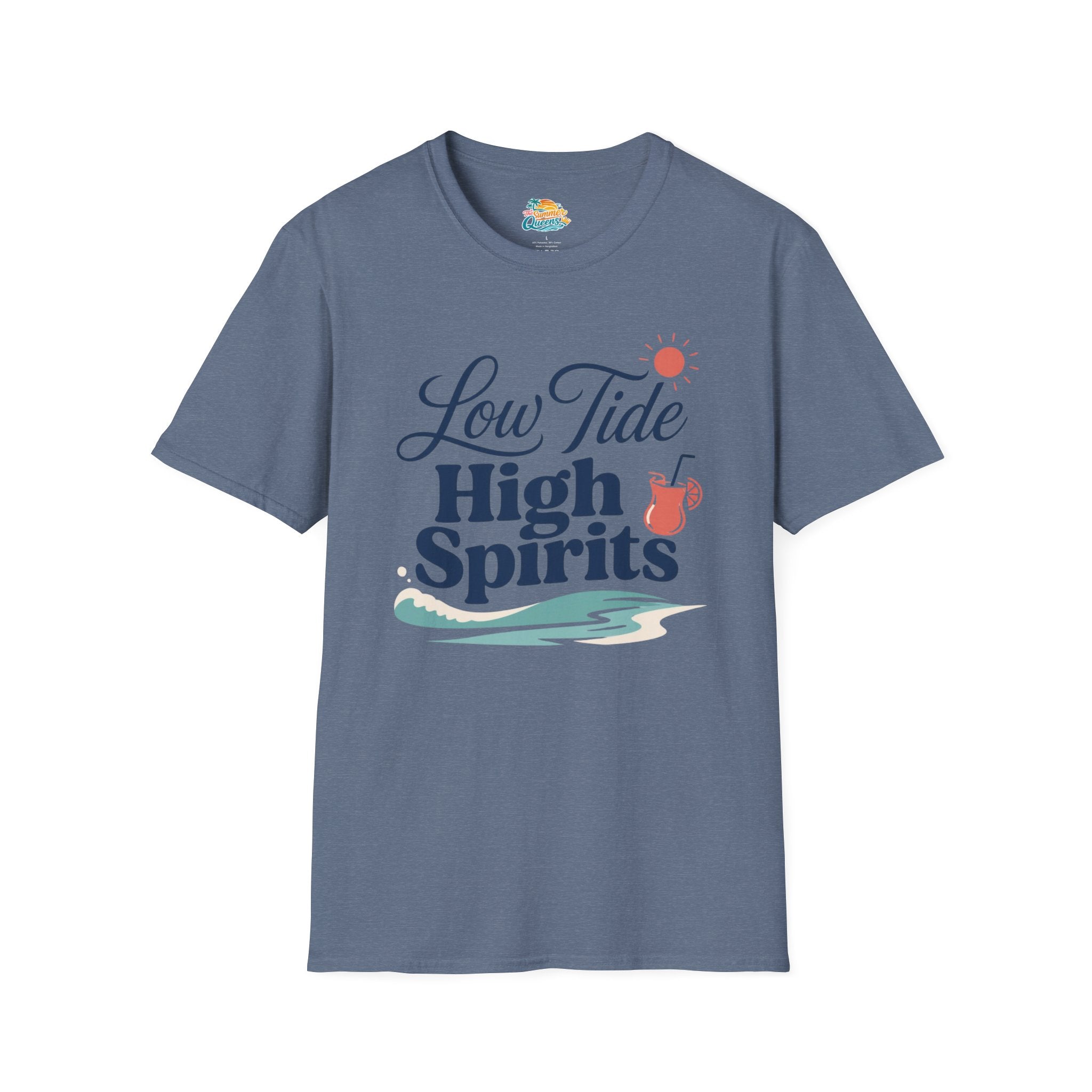 Low Tide, High Spirits Beach T-Shirt