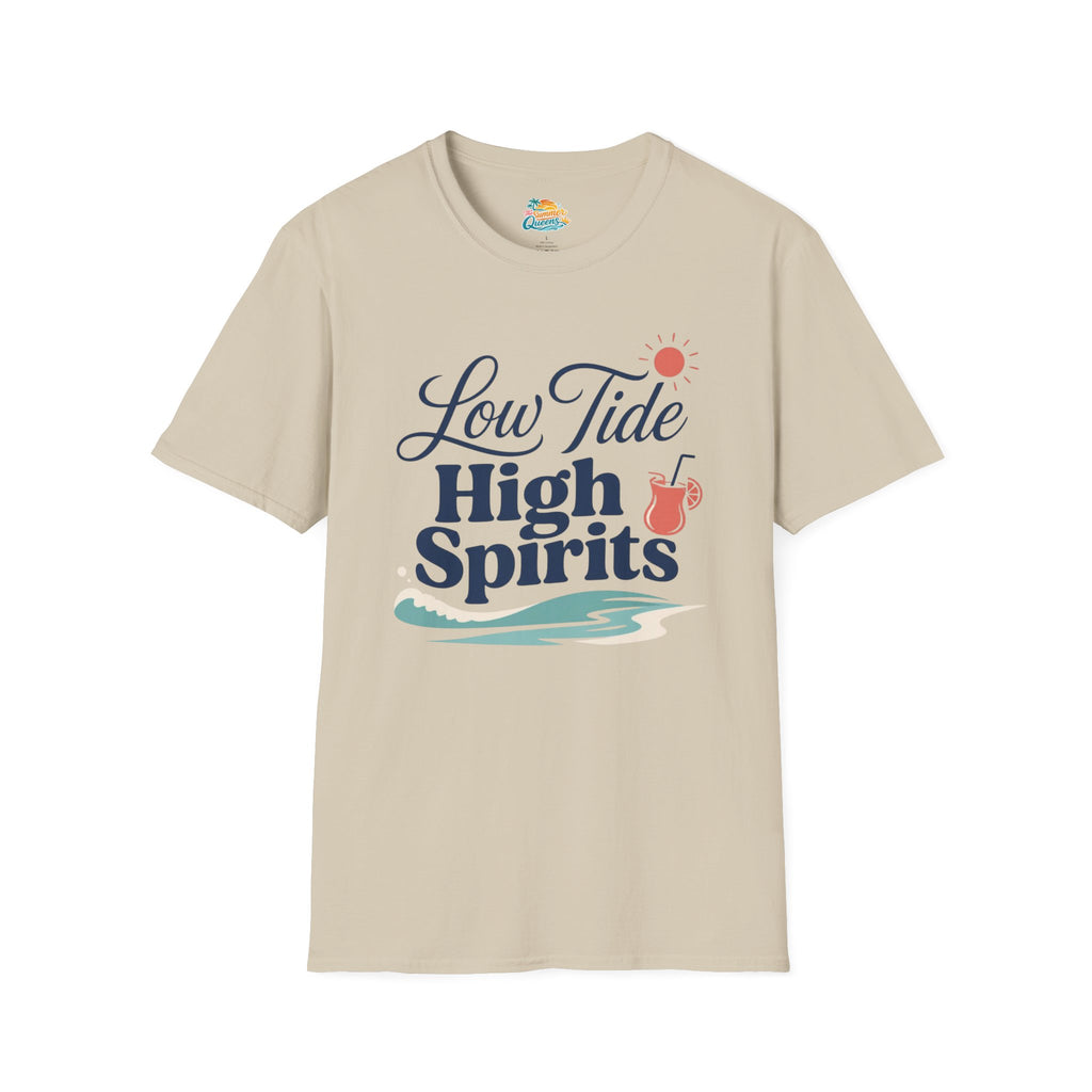 Low Tide, High Spirits Beach T-Shirt