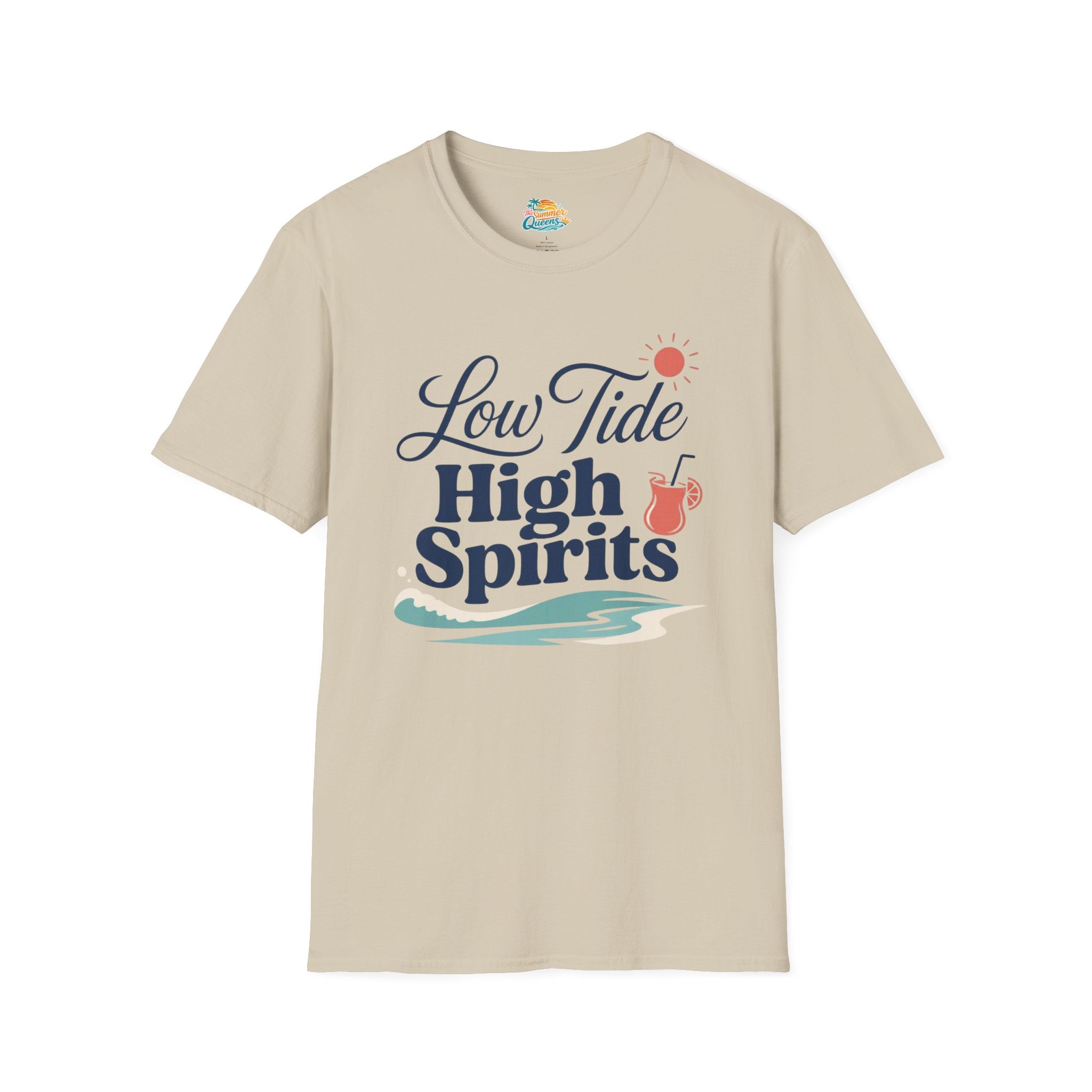 Low Tide, High Spirits Beach T-Shirt
