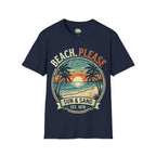 Beach, Please Sun & Sand T-Shirt — Retro Palm Tree Sunset Tee