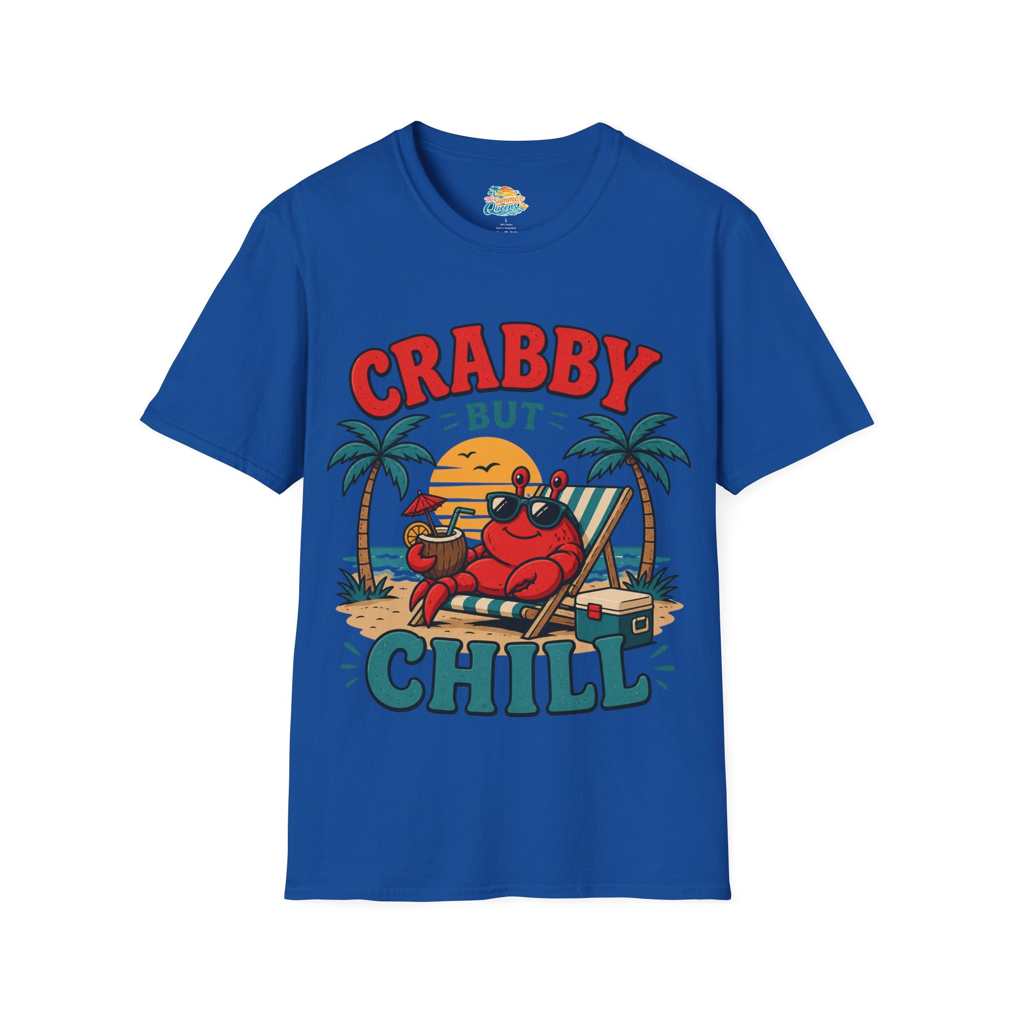 Crabby But Chill T-Shirt — Retro Beach Crab Graphic Tee