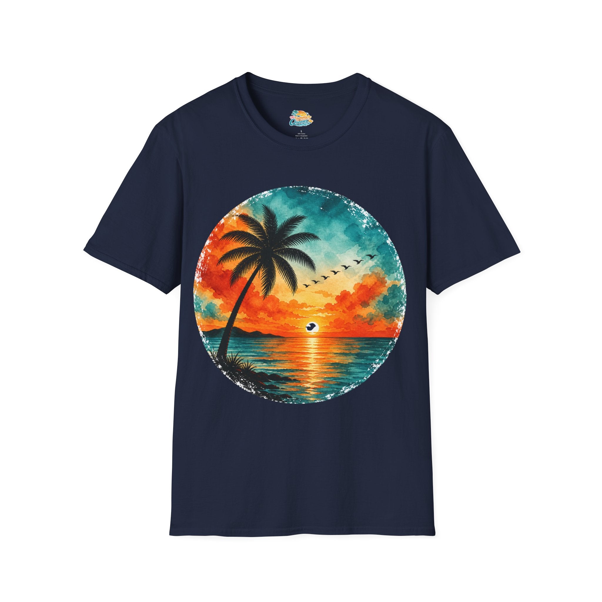 Sunset Palm Beach T-Shirt — Tropical Sunset Graphic Tee