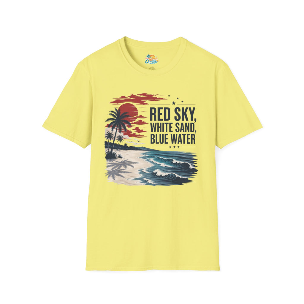 Red Sky, White Sand, Blue Water T-Shirt