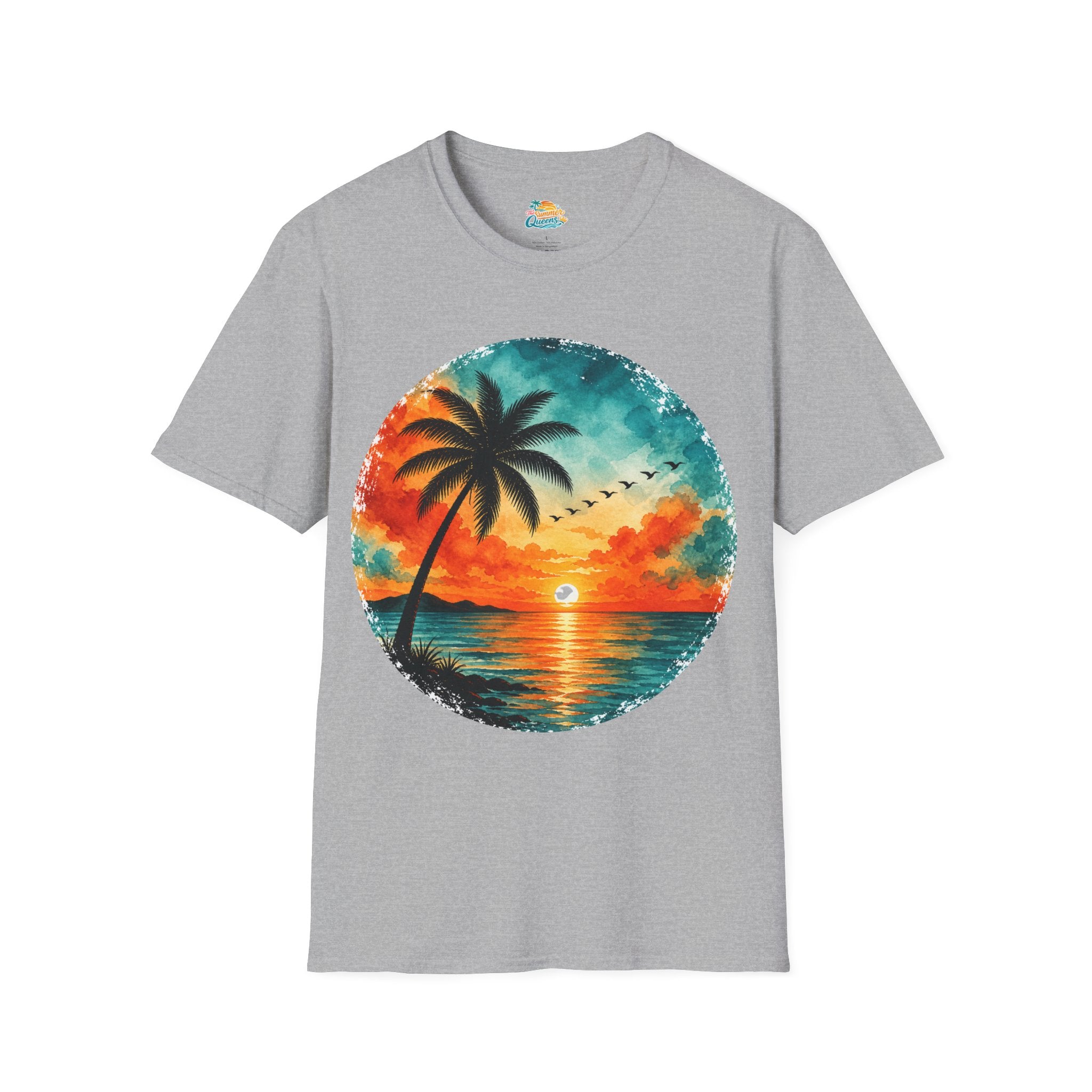 Sunset Palm Beach T-Shirt — Tropical Sunset Graphic Tee