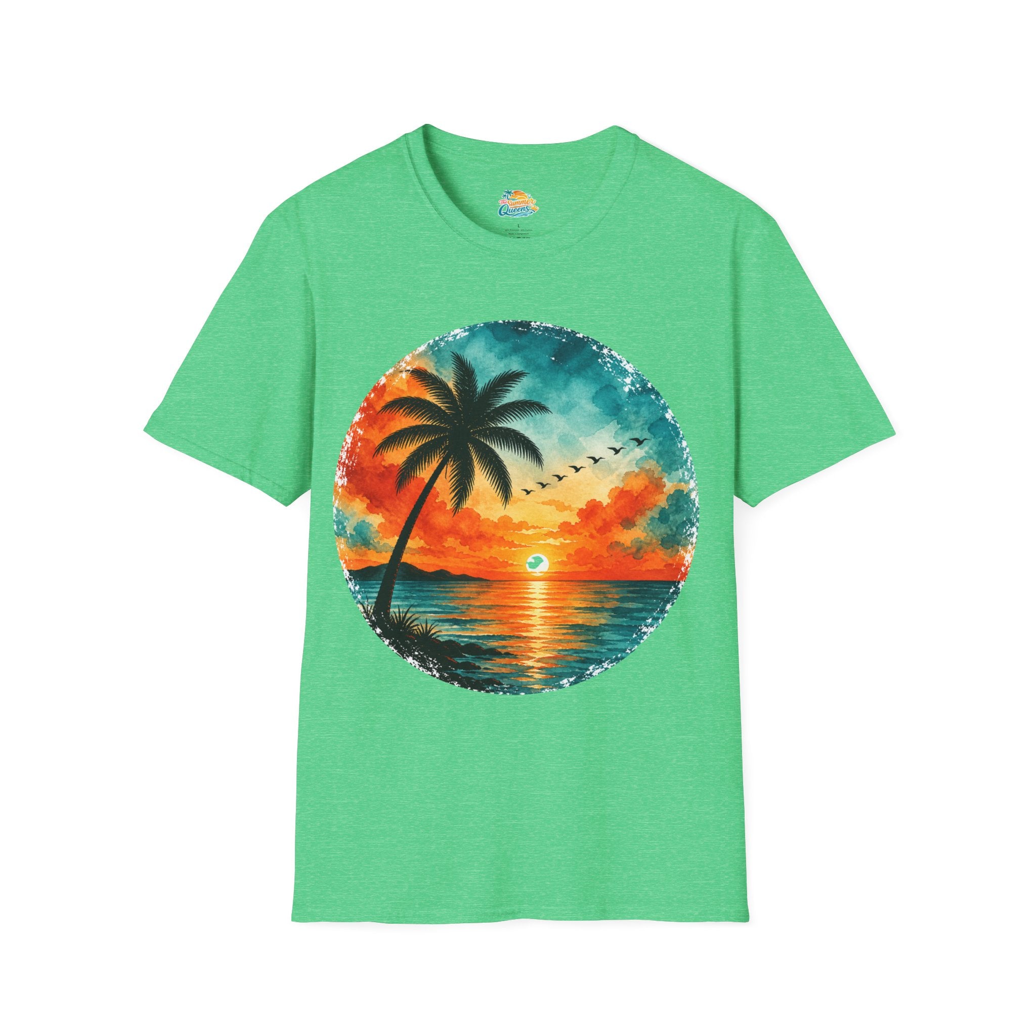 Sunset Palm Beach T-Shirt — Tropical Sunset Graphic Tee