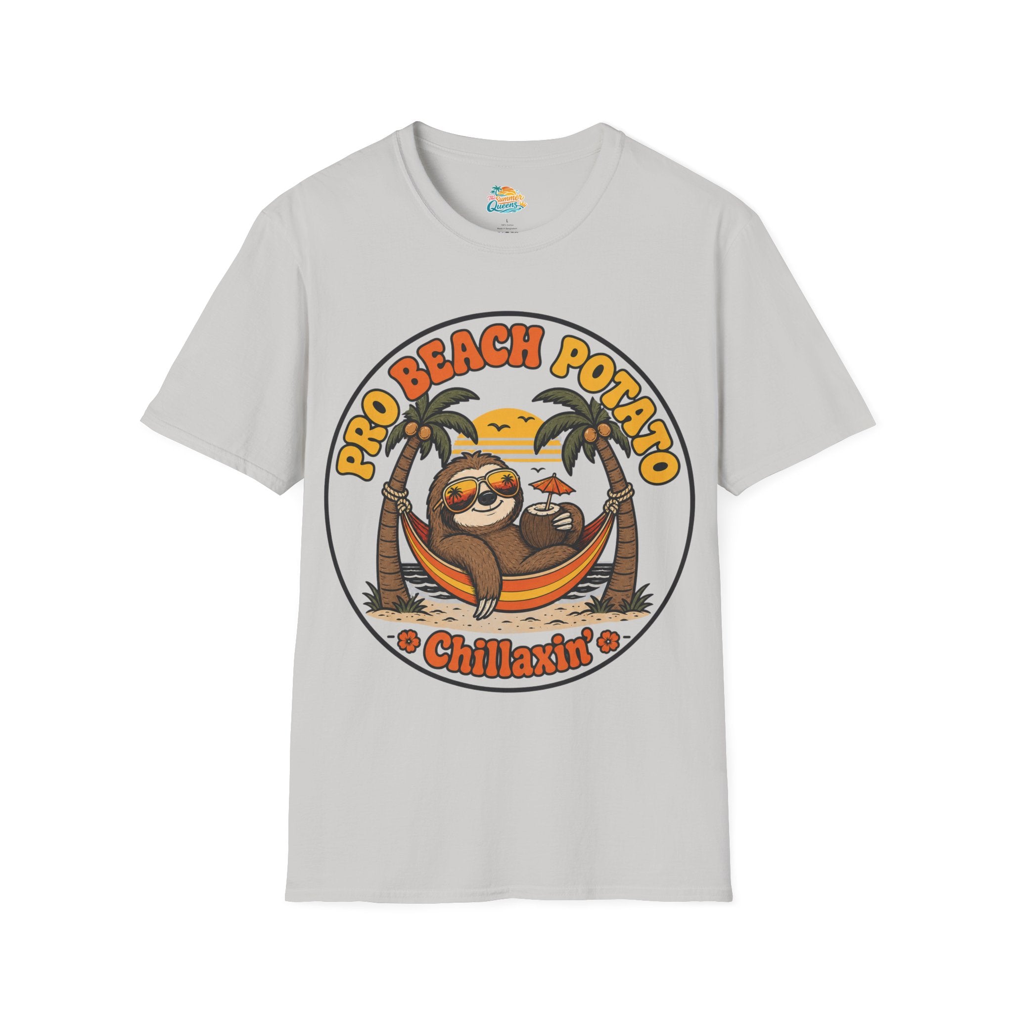 Pro Beach Potato Chillaxin' T-Shirt - Smiling Sloth Beach Tee