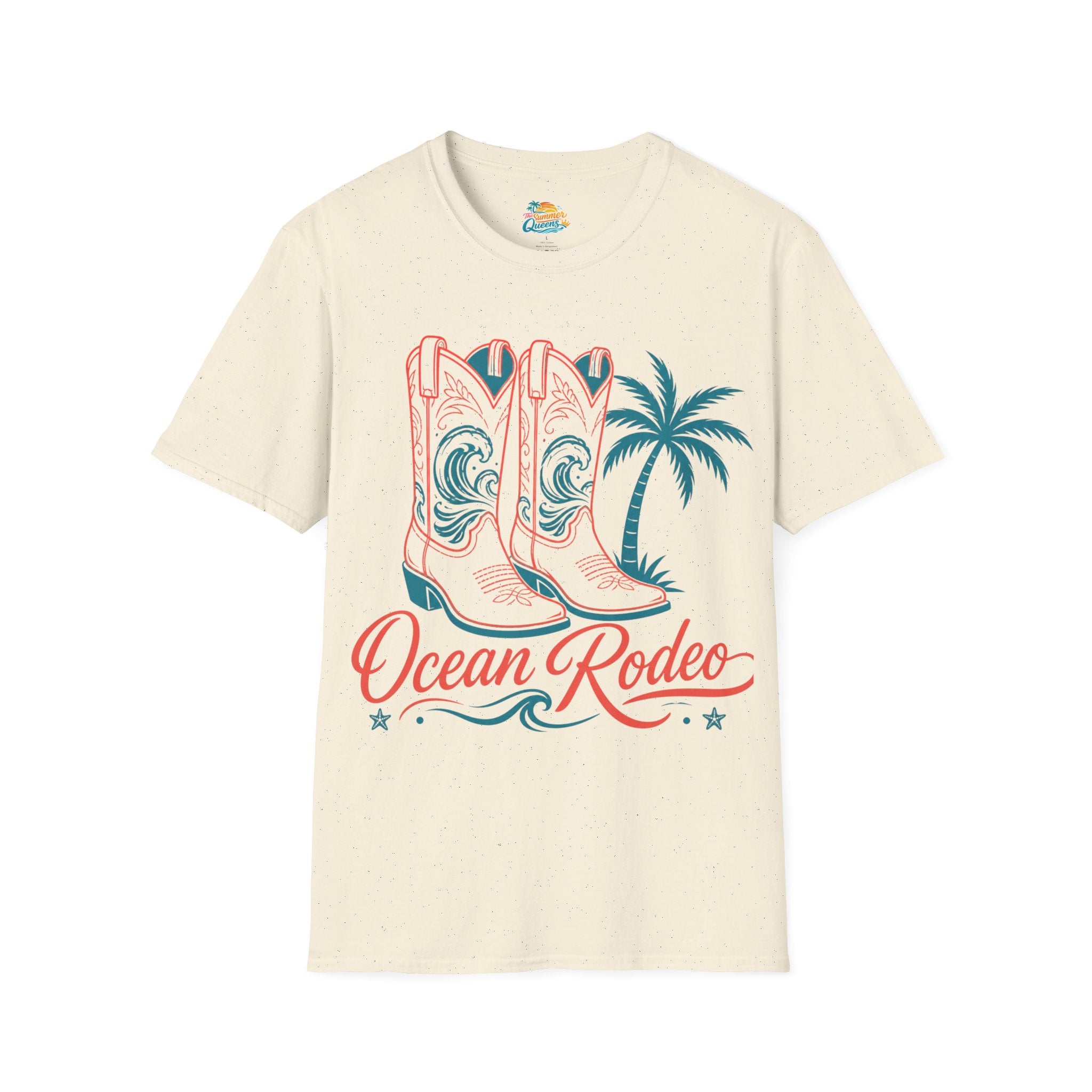 Ocean Rodeo Graphic Tee — Cowboy Boots & Palm Tree Beach Shirt