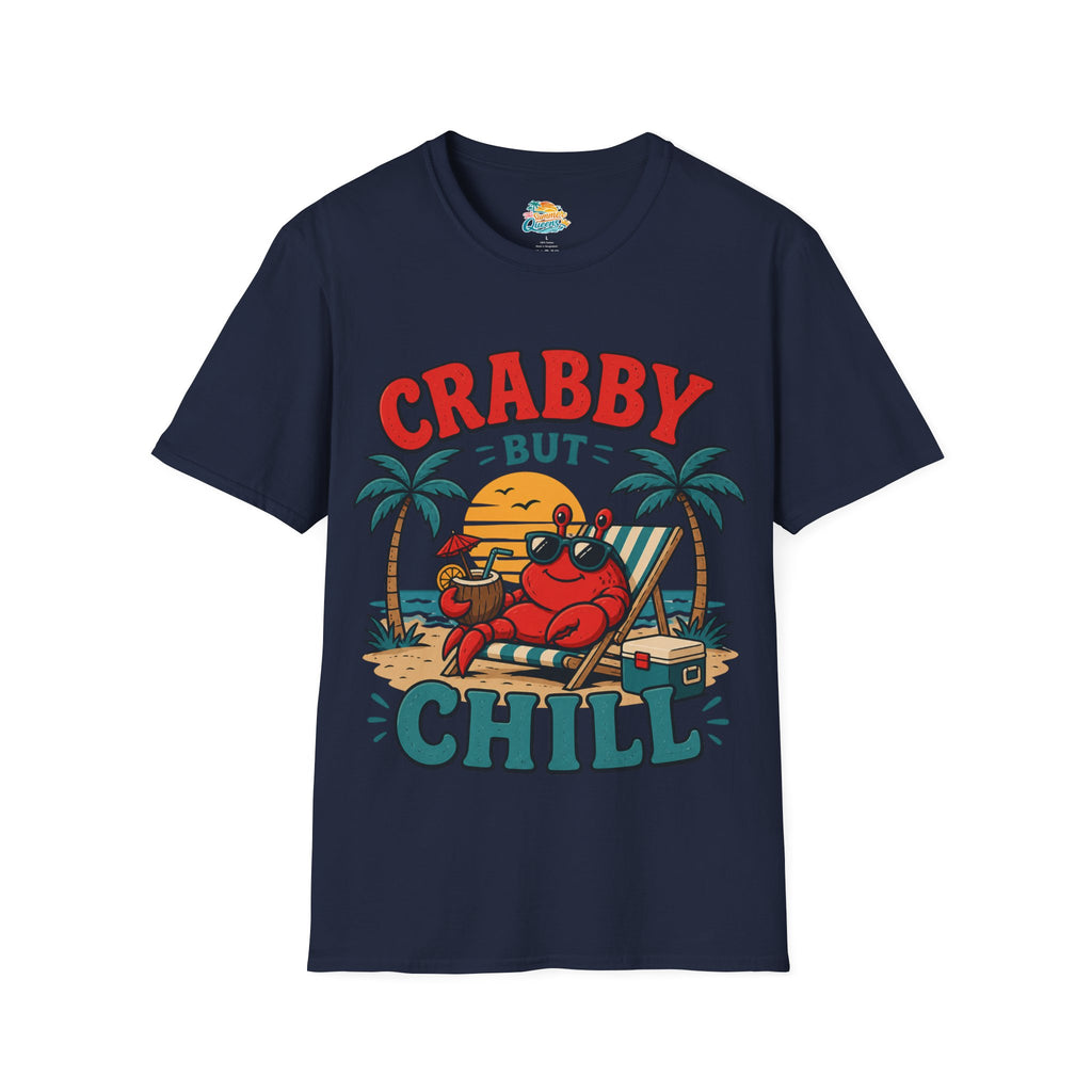 Crabby But Chill T-Shirt — Retro Beach Crab Graphic Tee