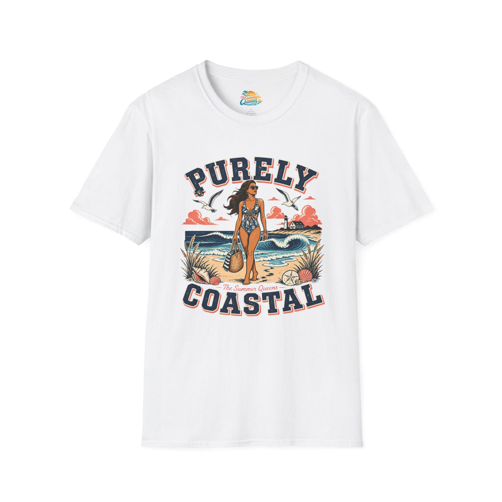 Purely Coastal Queen T‑Shirt — Vintage Beach Swim Graphic