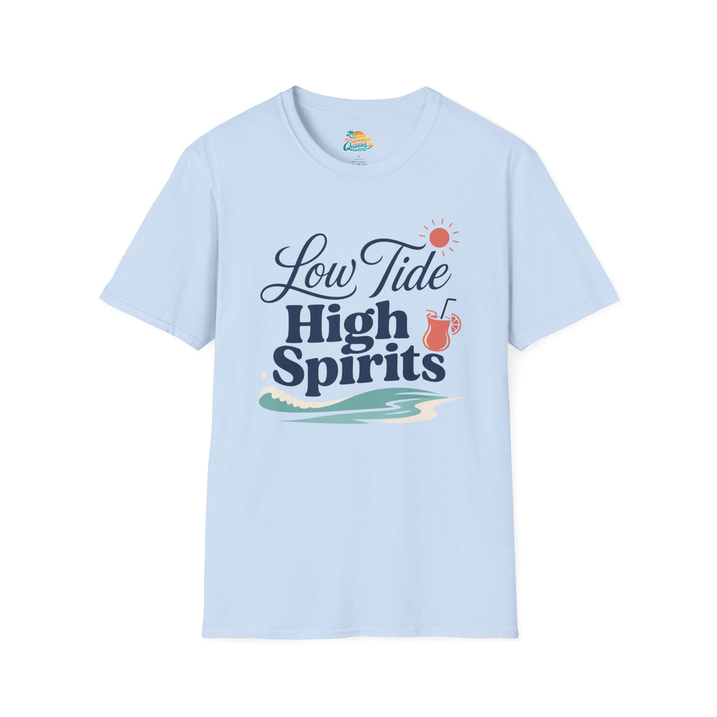 Low Tide, High Spirits Beach T-Shirt