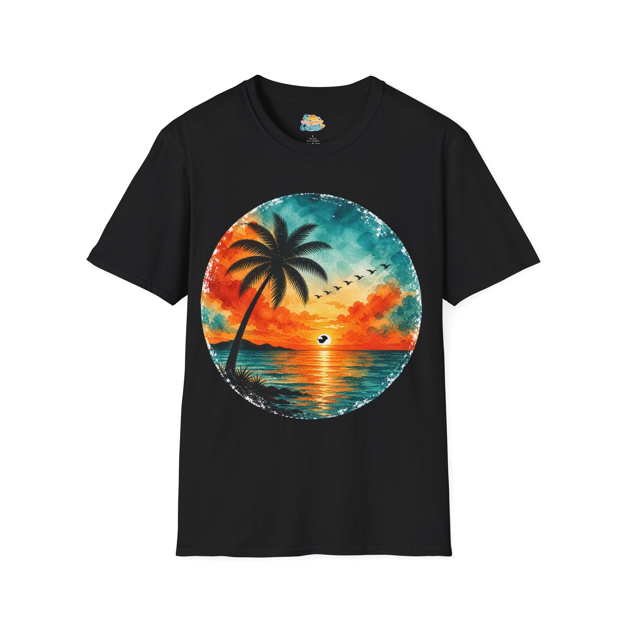 Sunset Palm Beach T-Shirt — Tropical Sunset Graphic Tee