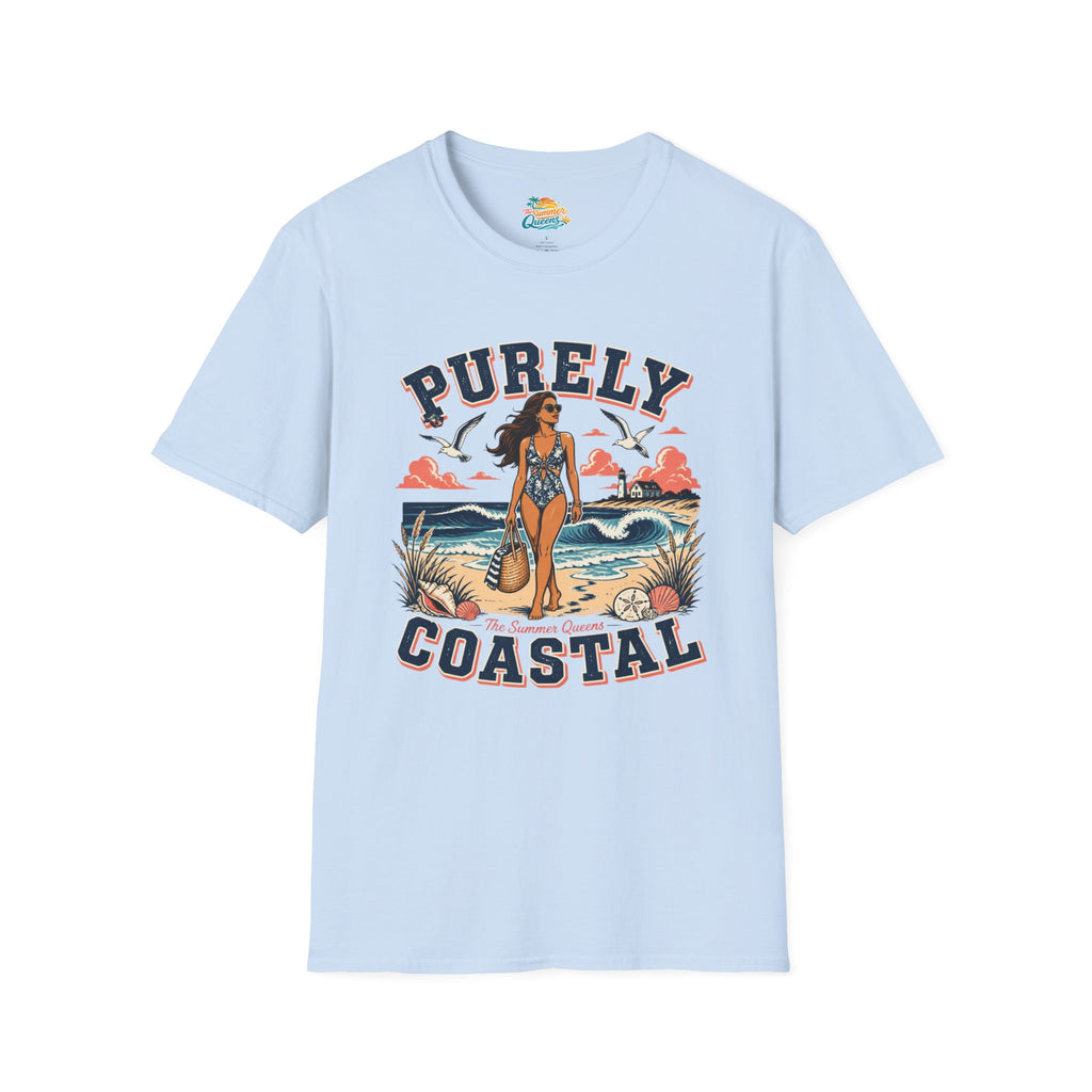 Purely Coastal Queen T‑Shirt — Vintage Beach Swim Graphic