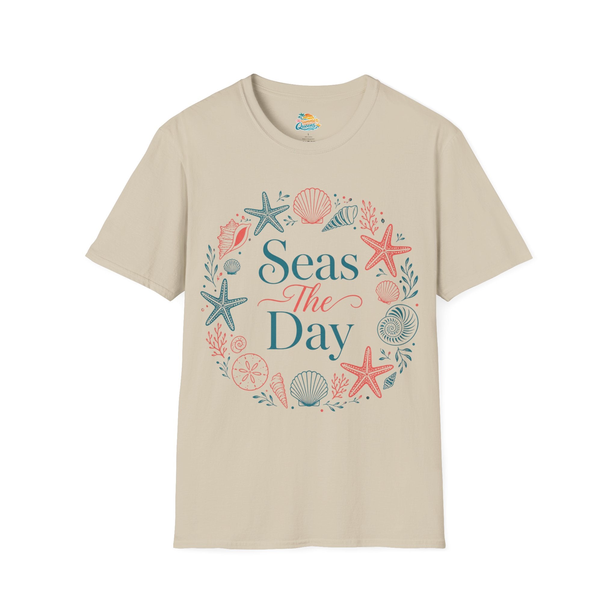 Seas The Day T-Shirt — Nautical Shell & Starfish Beach Tee