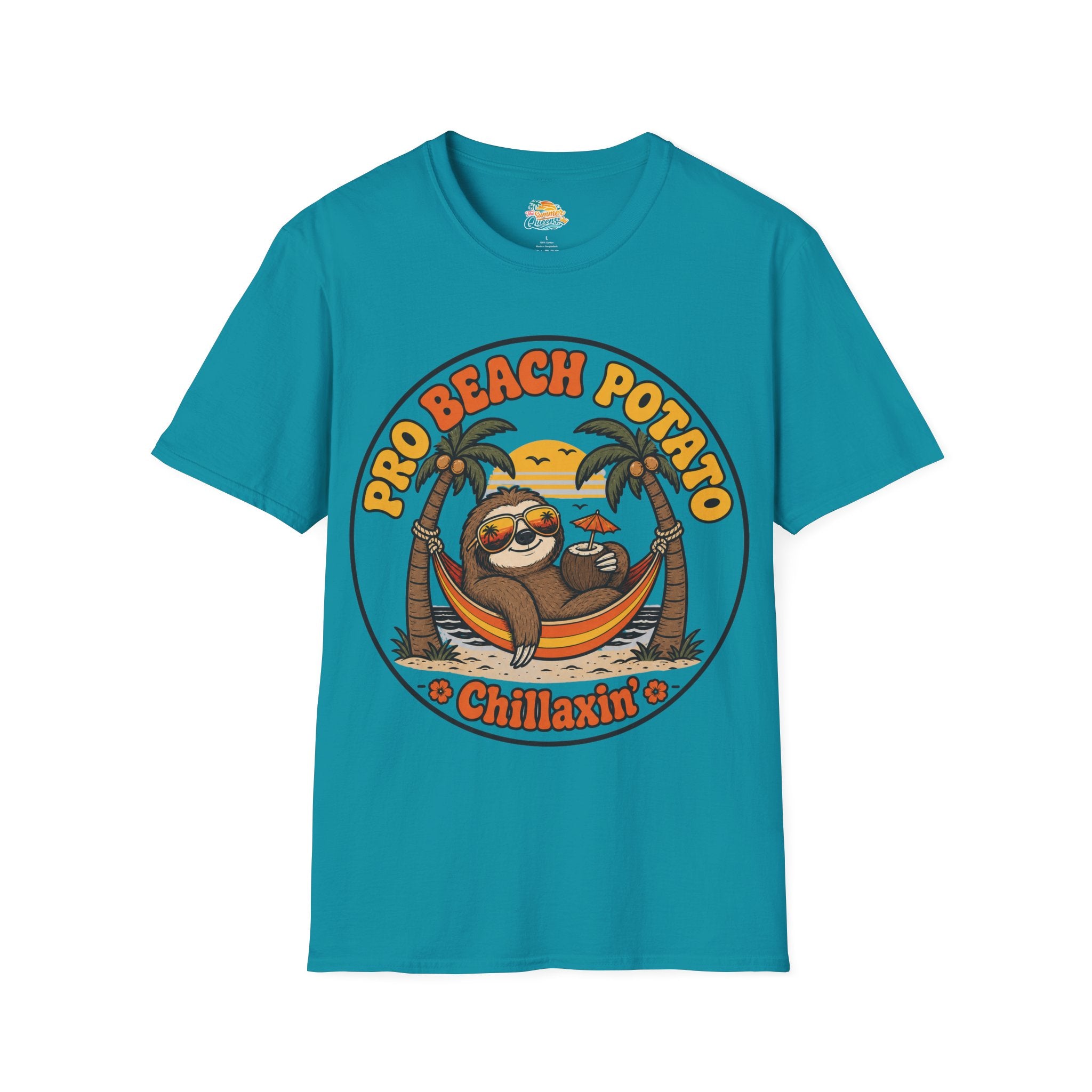 Pro Beach Potato Chillaxin' T-Shirt - Smiling Sloth Beach Tee