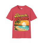 Beach, Please T-Shirt — Retro Sunset Palm Tree Beach Graphic Tee