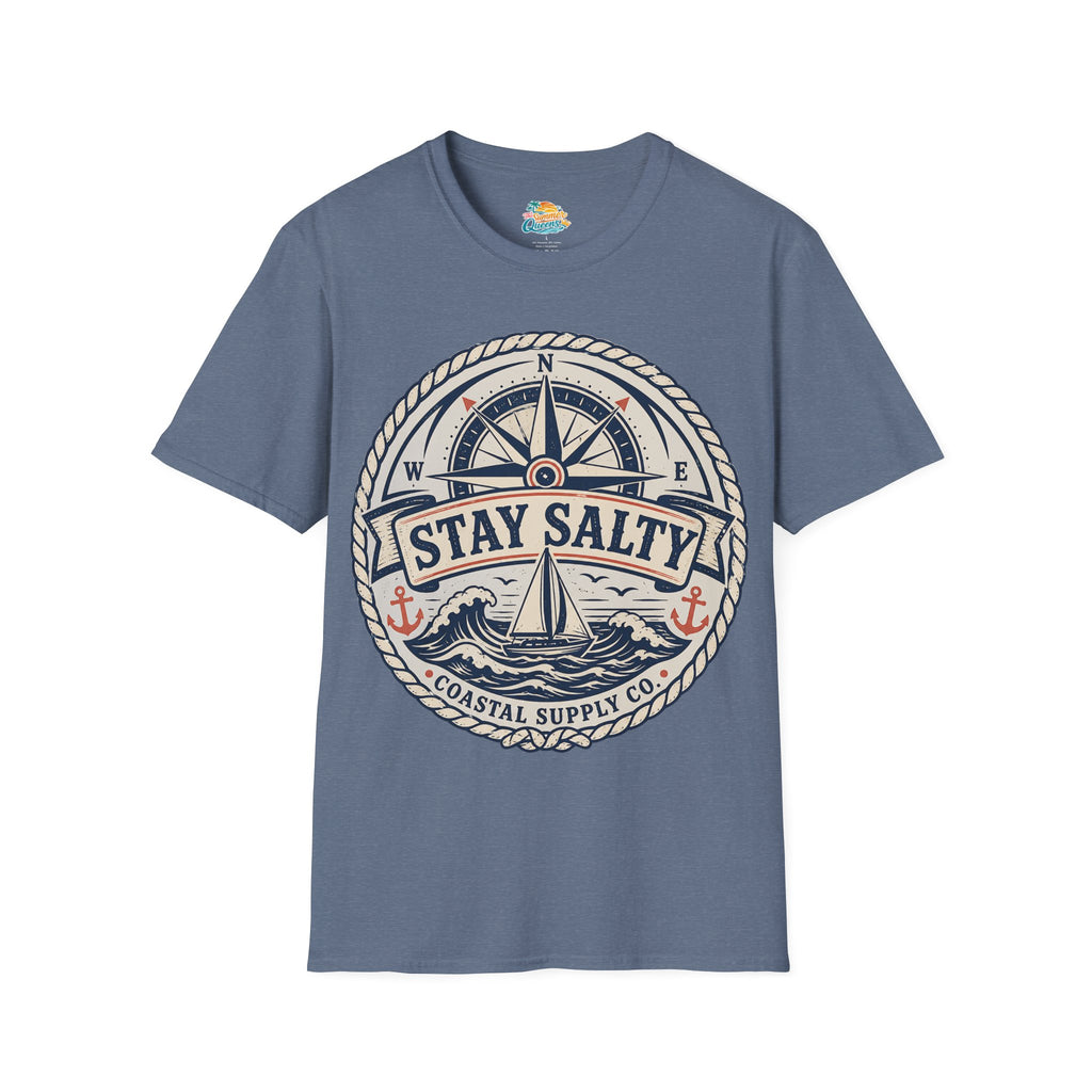 Stay Salty Coastal T-Shirt – Nautical Compass & Sailboat Design