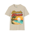 Beach, Please T-Shirt — Retro Sunset Palm Tree Beach Graphic Tee