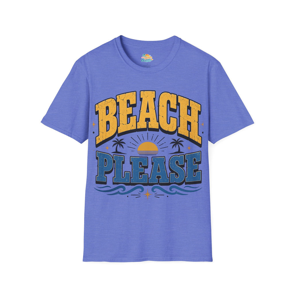 Beach Please T-Shirt – Retro Sunset Palm Graphic