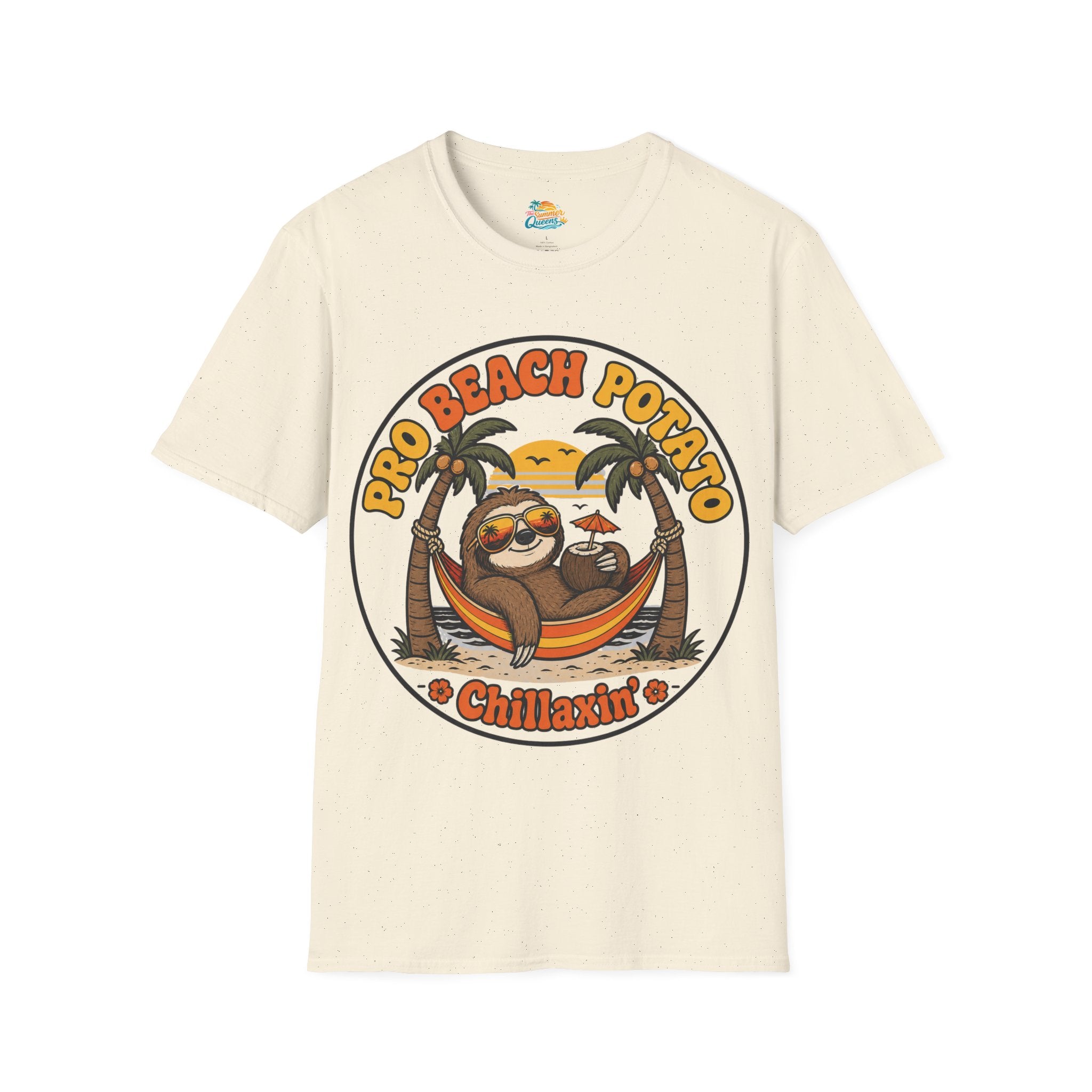 Pro Beach Potato Chillaxin' T-Shirt - Smiling Sloth Beach Tee