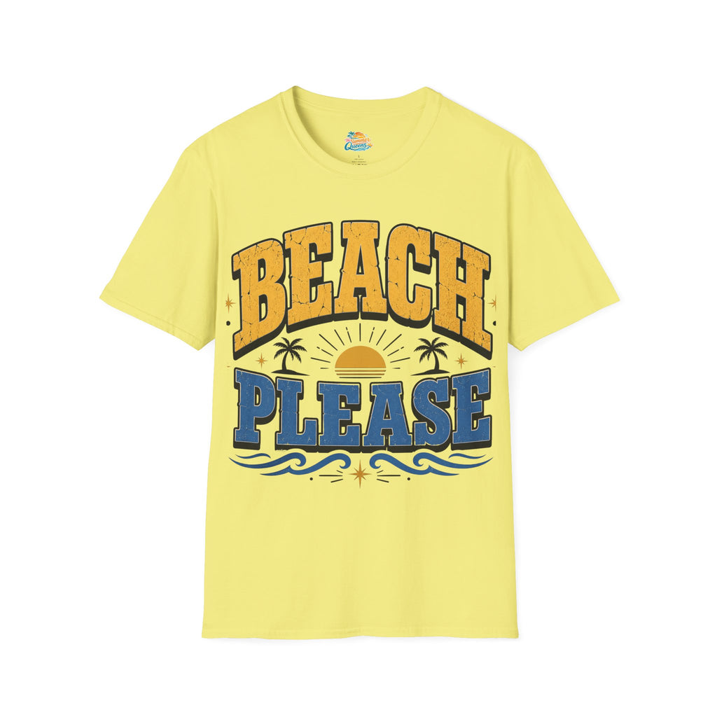 Beach Please T-Shirt – Retro Sunset Palm Graphic