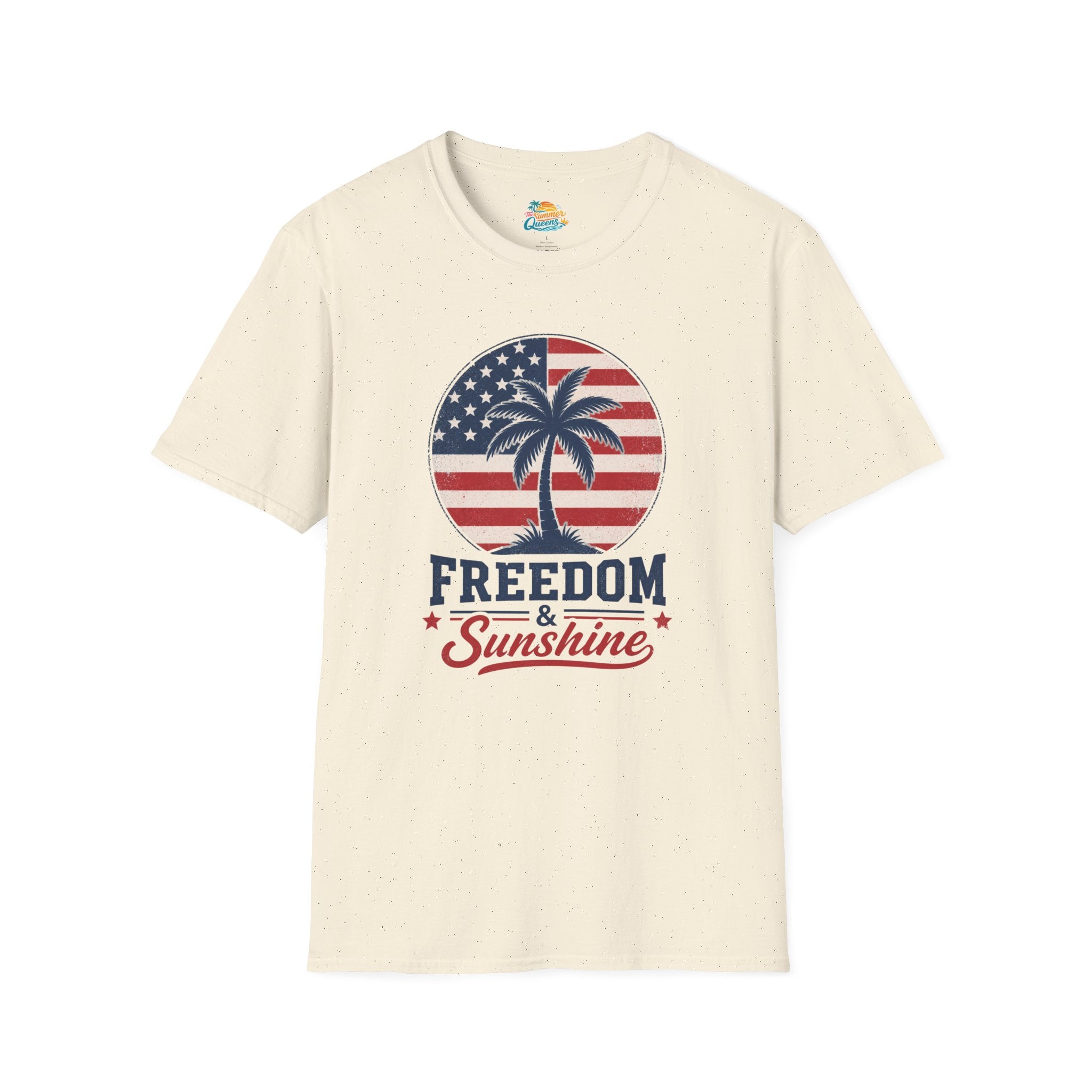 Freedom & Sunshine T-Shirt — American Flag Palm Tree Patriotic Tee