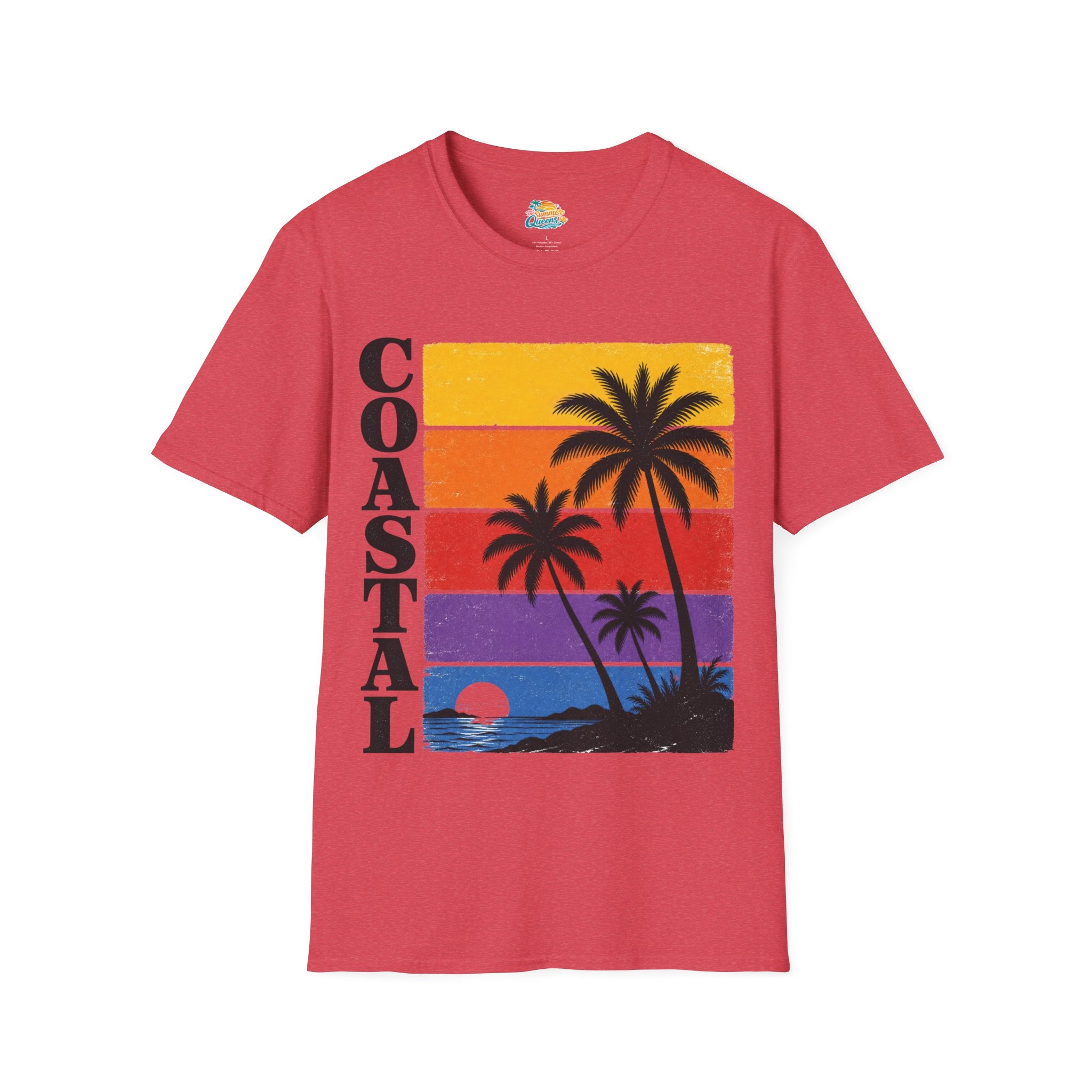 Coastal Sunset T-Shirt — Retro Palm Tree Beach Graphic