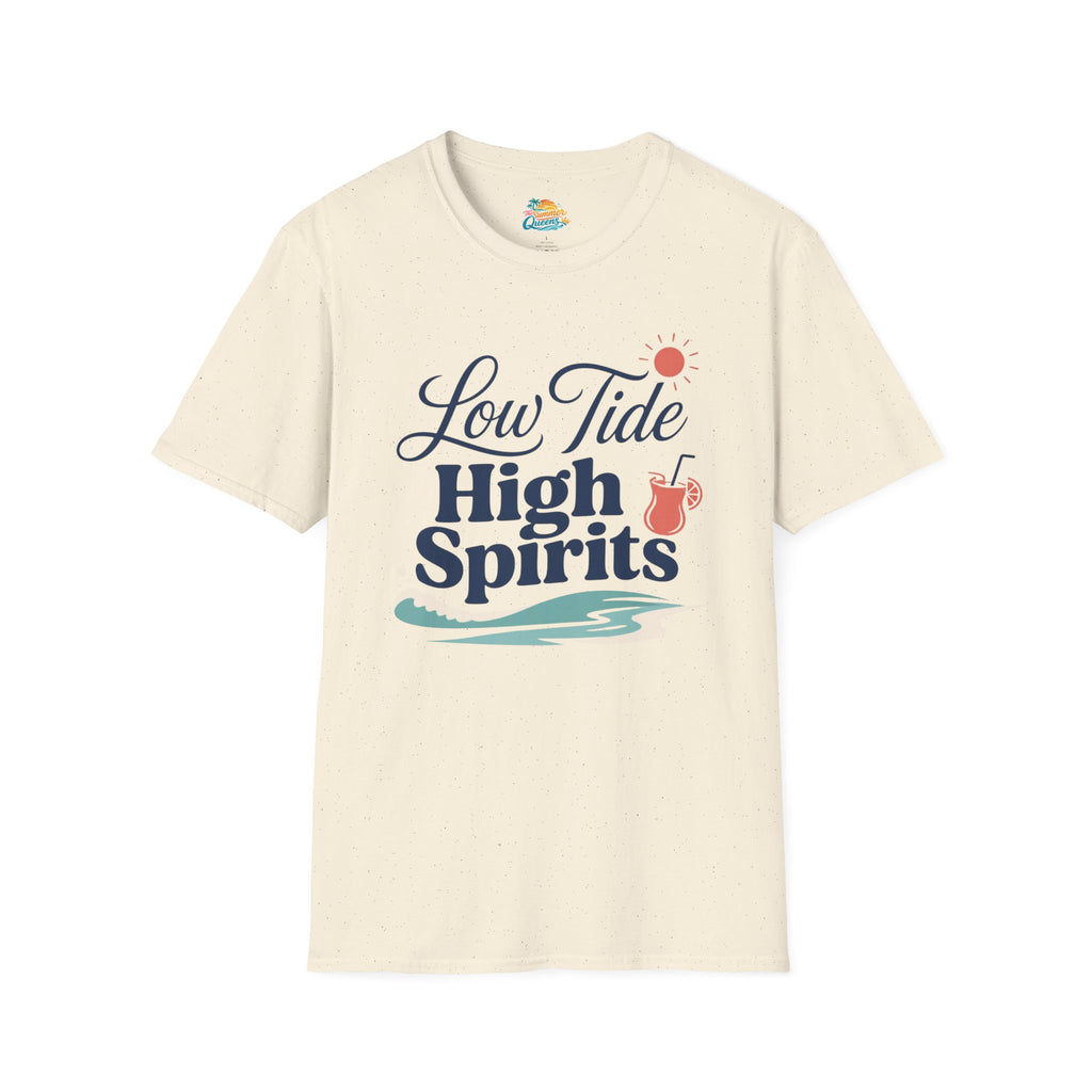 Low Tide, High Spirits Beach T-Shirt