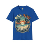 Beach, Please Sun & Sand T-Shirt — Retro Palm Tree Sunset Tee