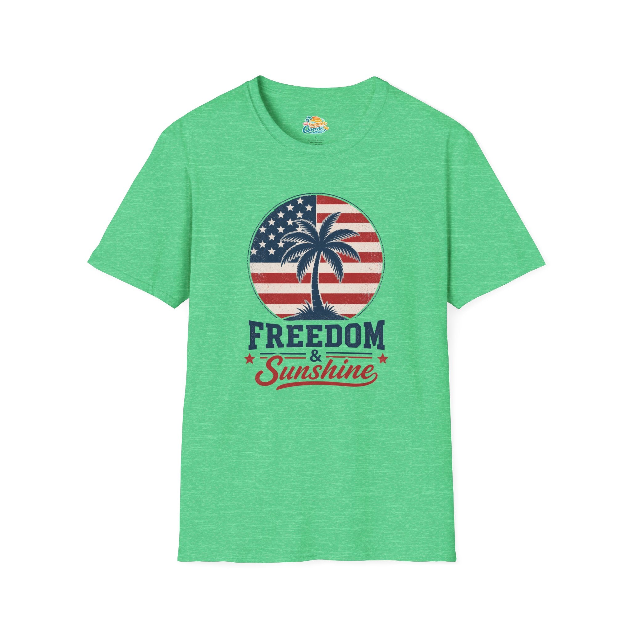 Freedom & Sunshine T-Shirt — American Flag Palm Tree Patriotic Tee