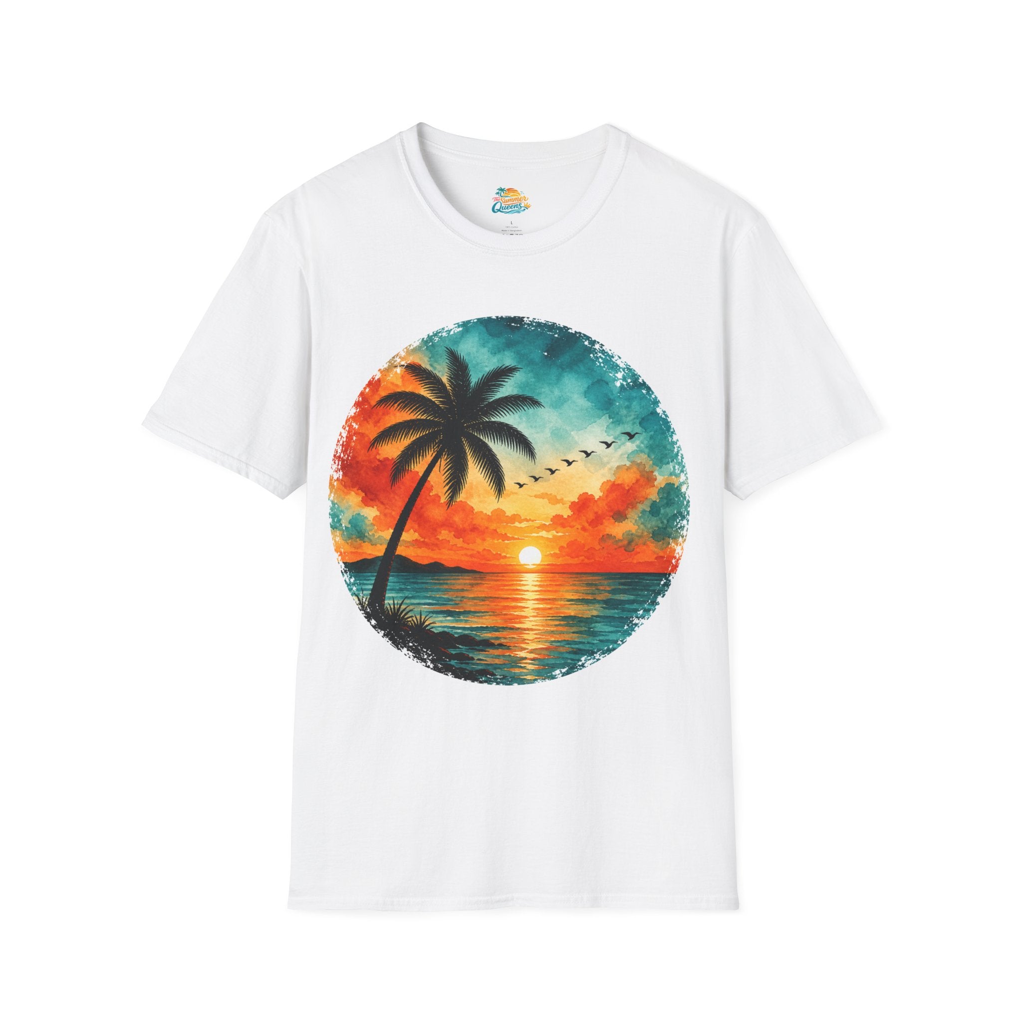 Sunset Palm Beach T-Shirt — Tropical Sunset Graphic Tee