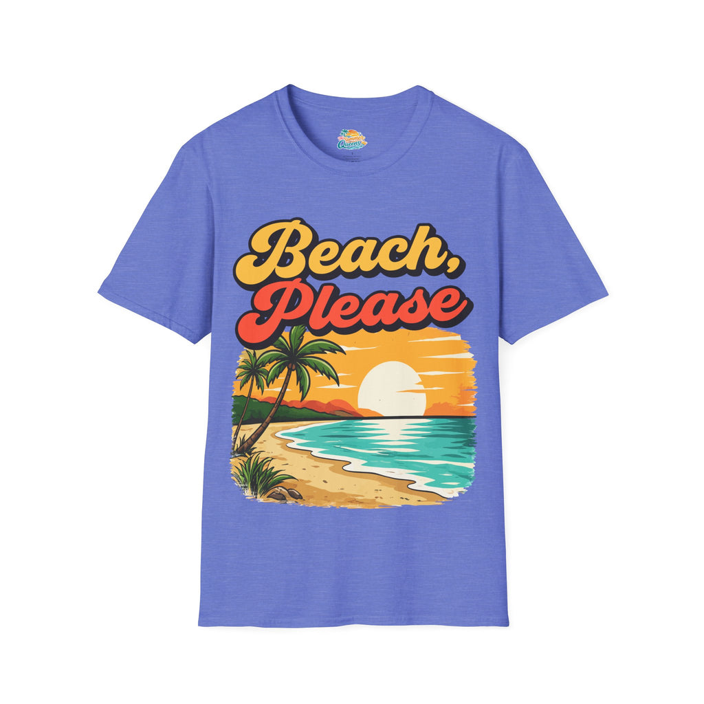 Beach, Please T-Shirt — Retro Sunset Palm Tree Beach Graphic Tee