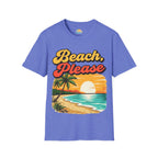 Beach, Please T-Shirt — Retro Sunset Palm Tree Beach Graphic Tee