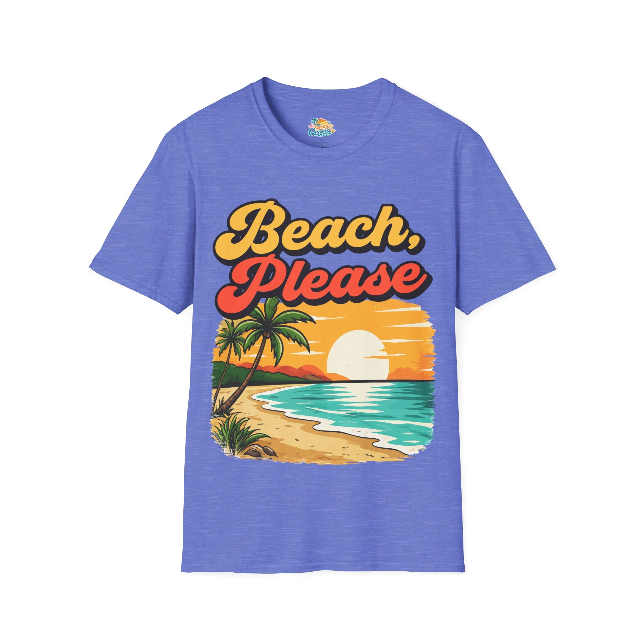 Beach, Please T-Shirt — Retro Sunset Palm Tree Beach Graphic Tee