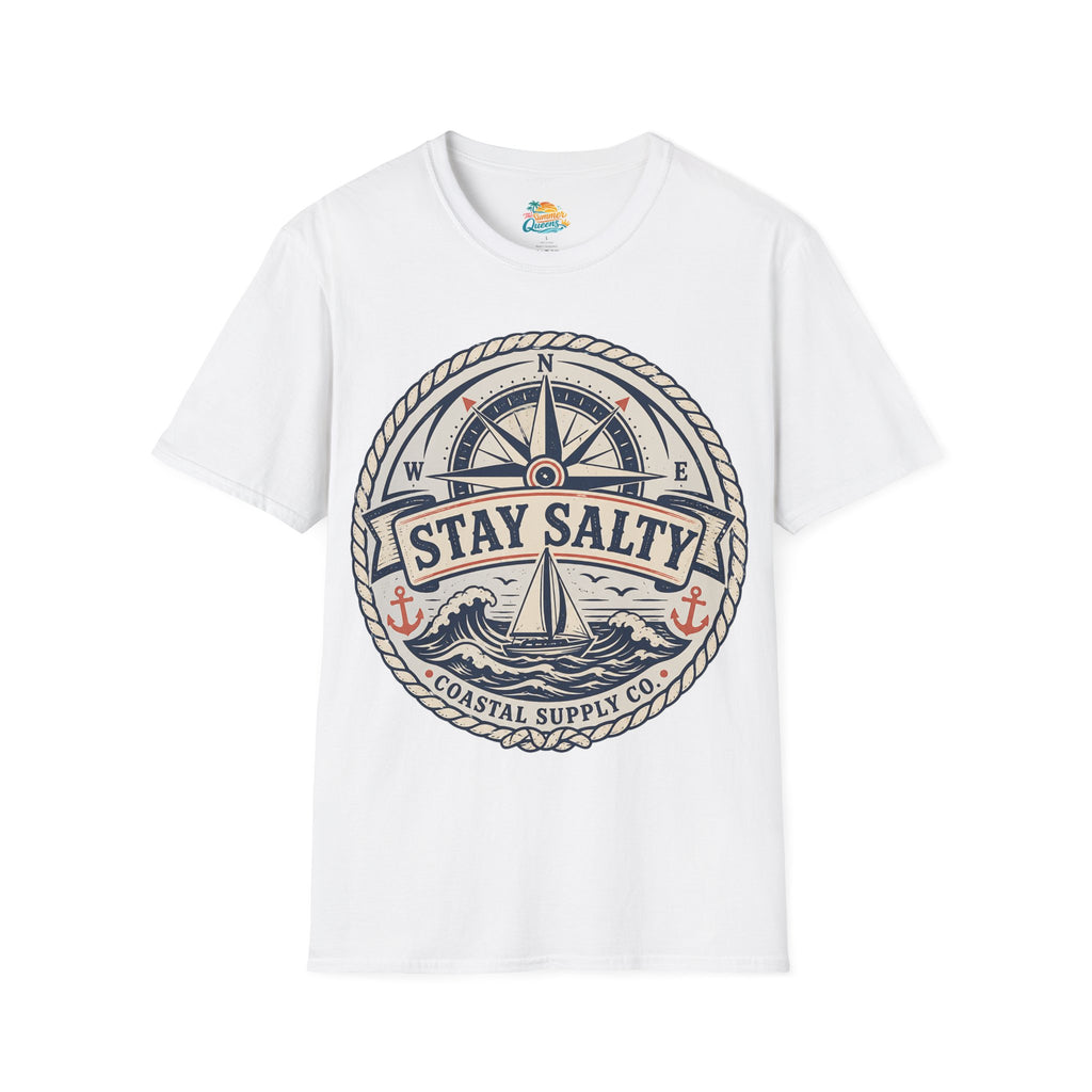 Stay Salty Coastal T-Shirt – Nautical Compass & Sailboat Design