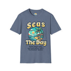 Seas The Day Beach T-Shirt — Retro Summer Palm Tree Graphic