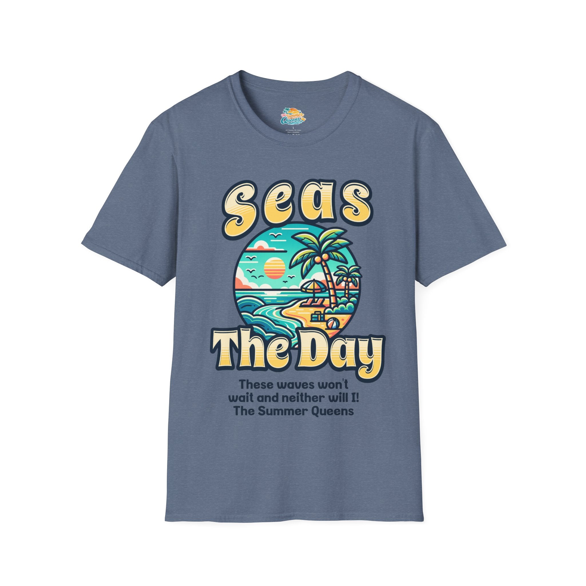 Seas The Day Beach T-Shirt — Retro Summer Palm Tree Graphic