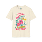 Sip Happens, Beach Happens T-Shirt — Tropical Vacation Cocktail Graphic Tee