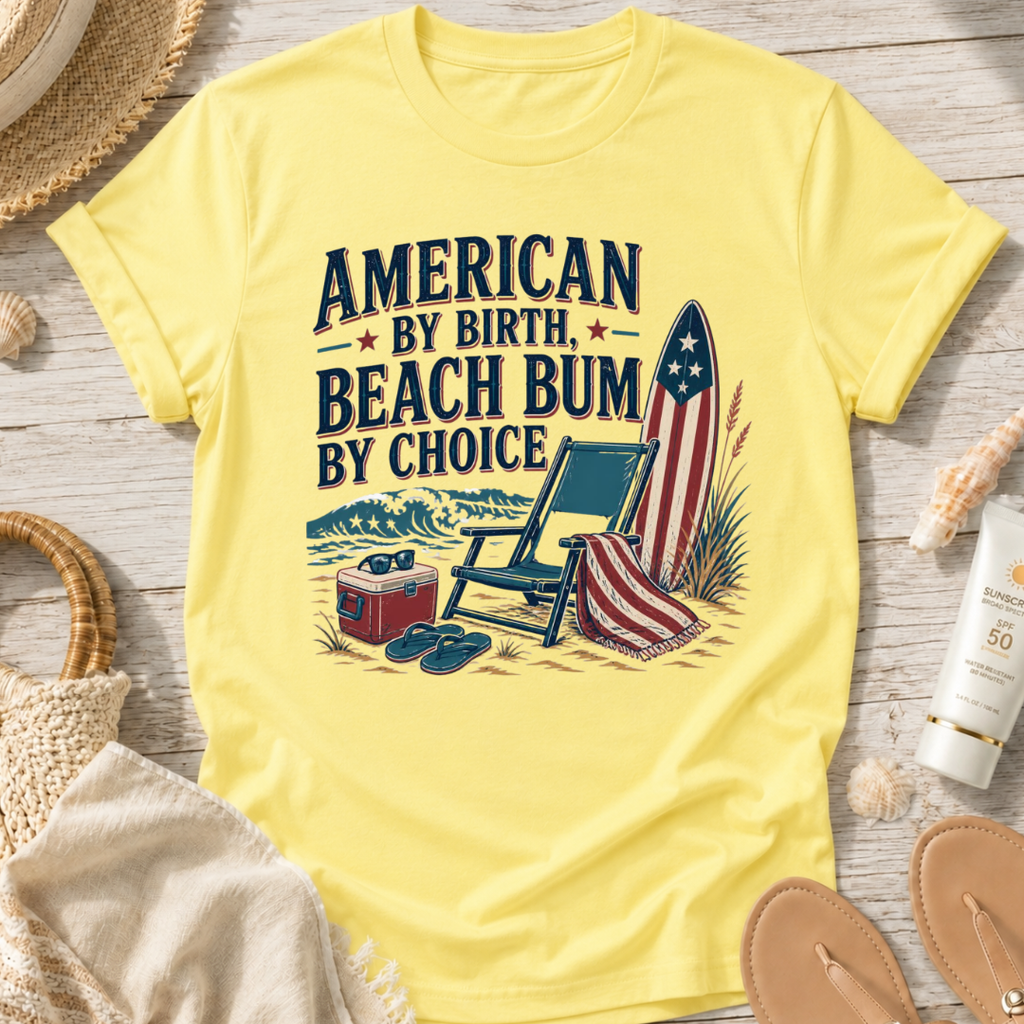 American by Birth, Beach Bum by Choice T-Shirt