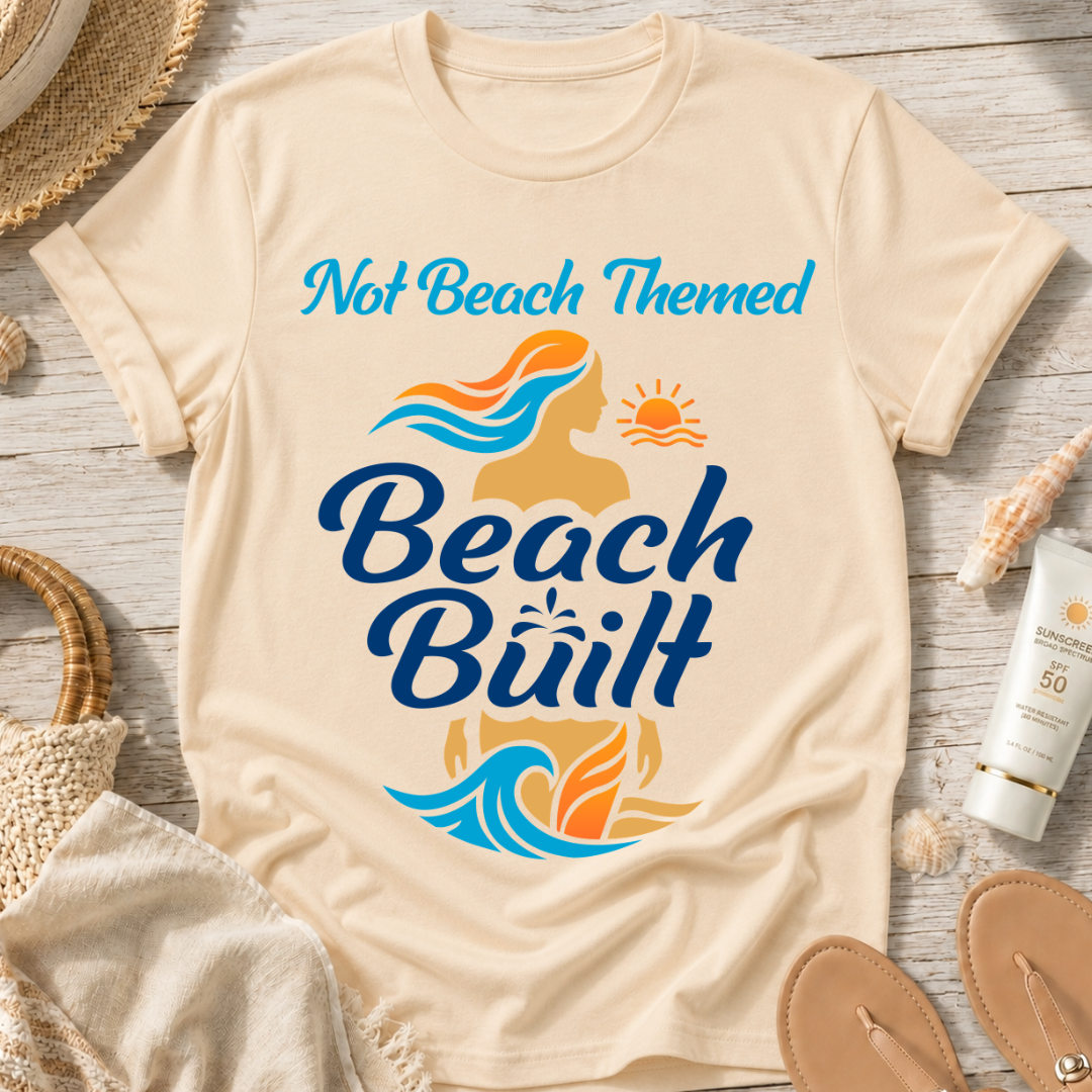Not Beach Themed, Beach Built T-Shirt — Summer Graphic Tee
