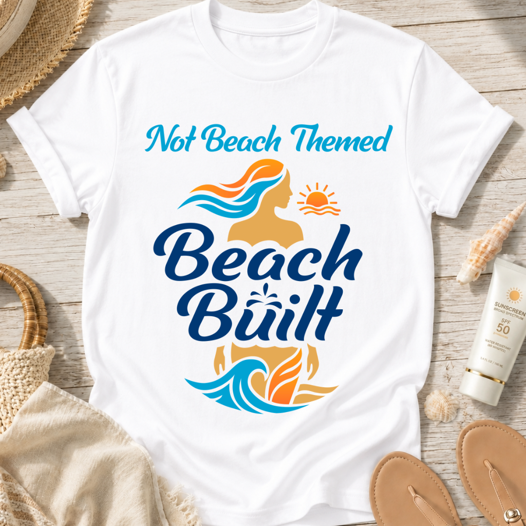 Not Beach Themed, Beach Built T-Shirt — Summer Graphic Tee