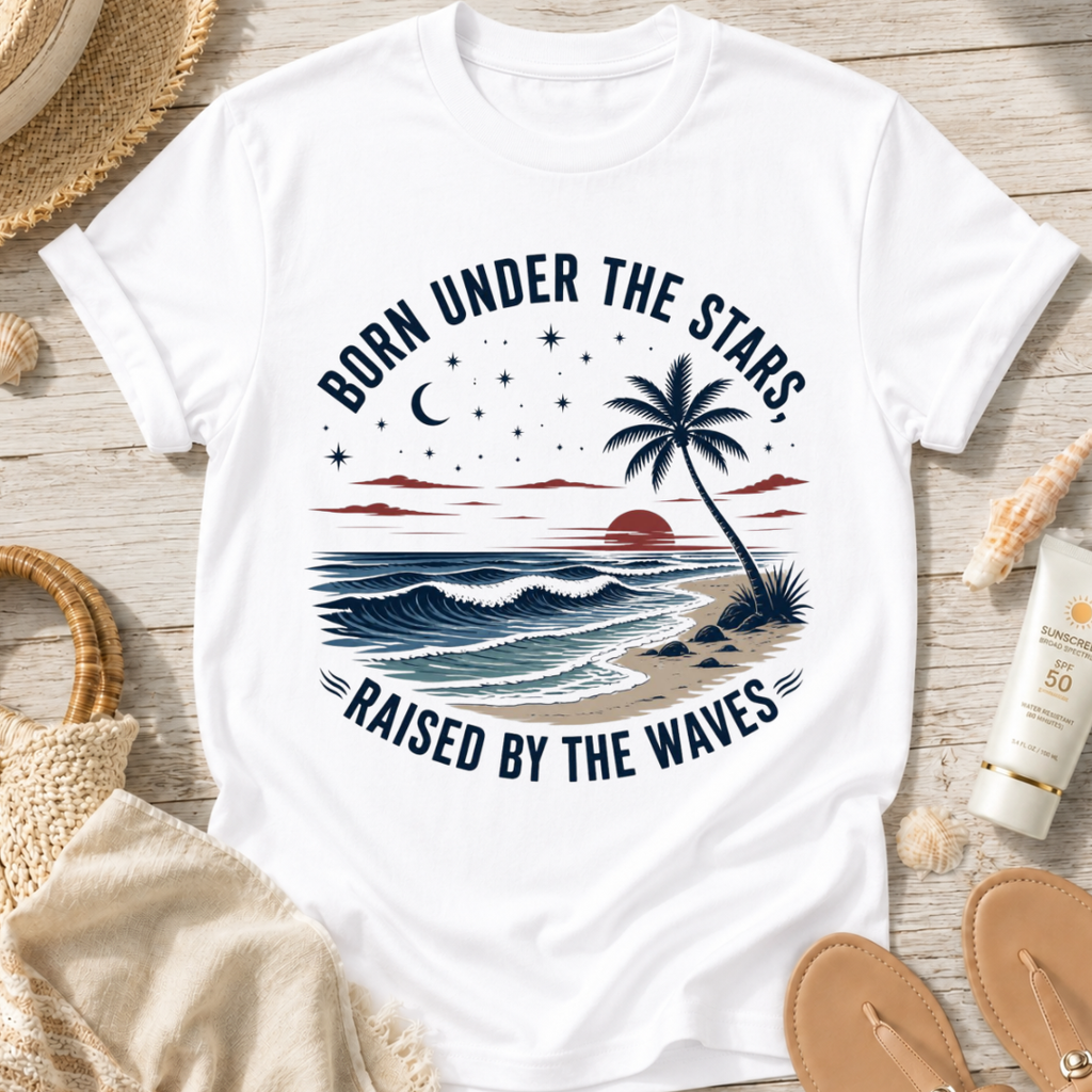Born Under the Stars, Raised by the Waves T-Shirt
