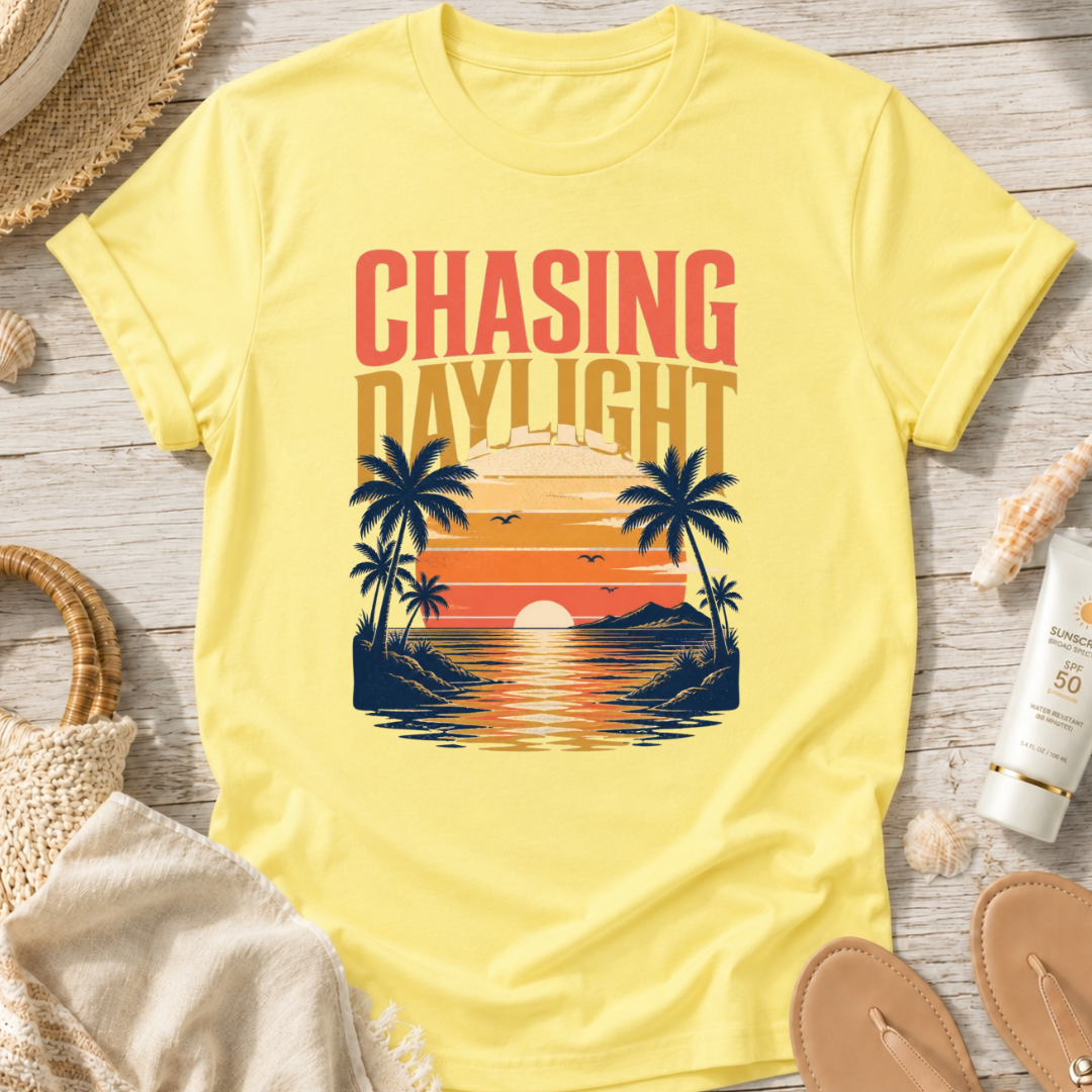 Chasing Daylight Sunset Beach T-Shirt
