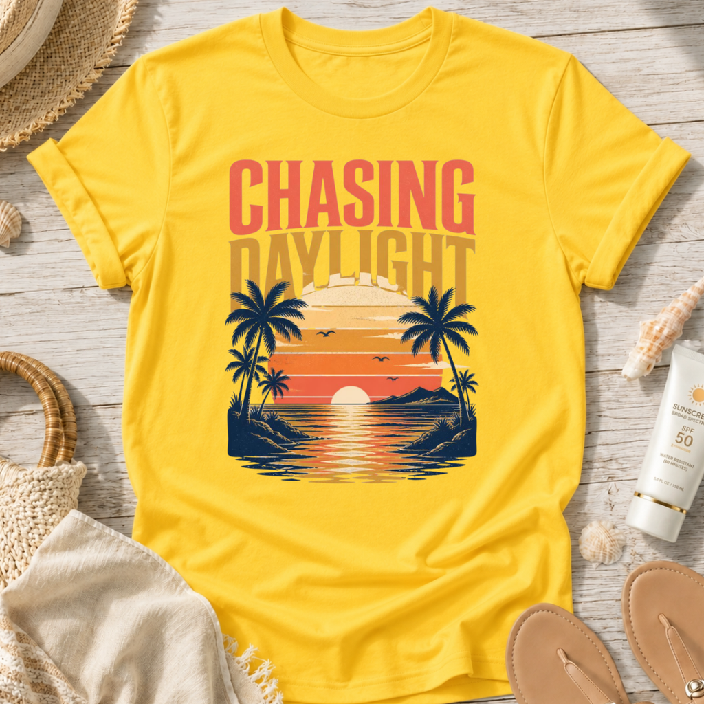 Chasing Daylight Sunset Beach T-Shirt