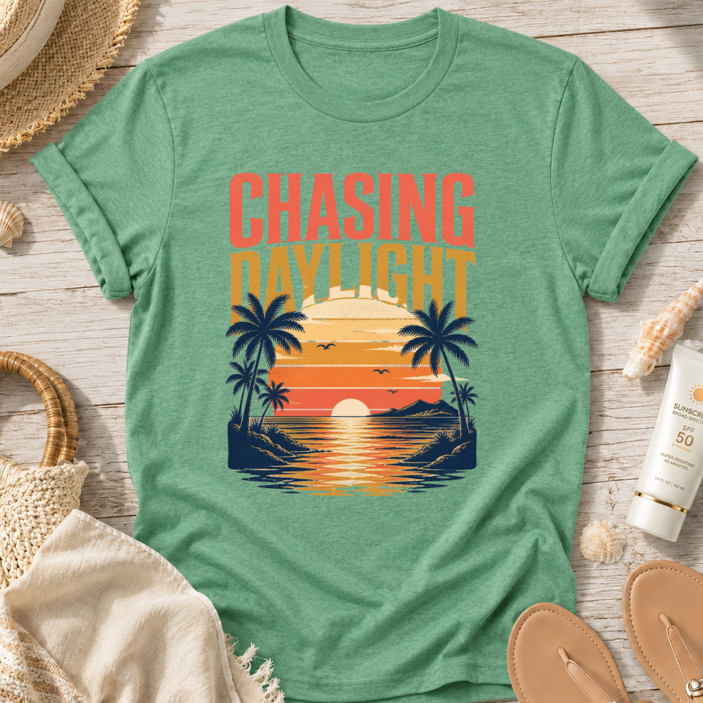 Chasing Daylight Sunset Beach T-Shirt